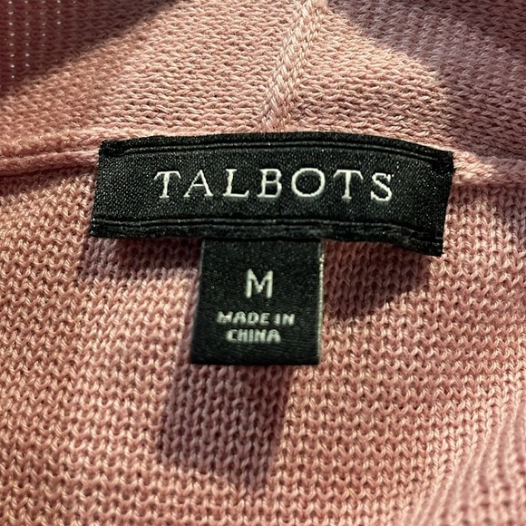 Talbots open cardigan Mauve Pink Cotton blend Size M Casual Pockets Relaxed - Picture 10 of 12